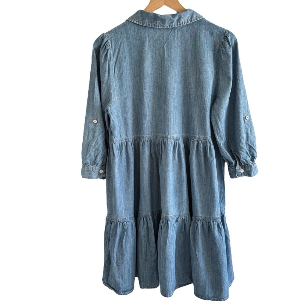Tommy Hilfiger Tiered Chambray Shirtdress Size 6 Casual Western Boho Cottagecore - Picture 9 of 16